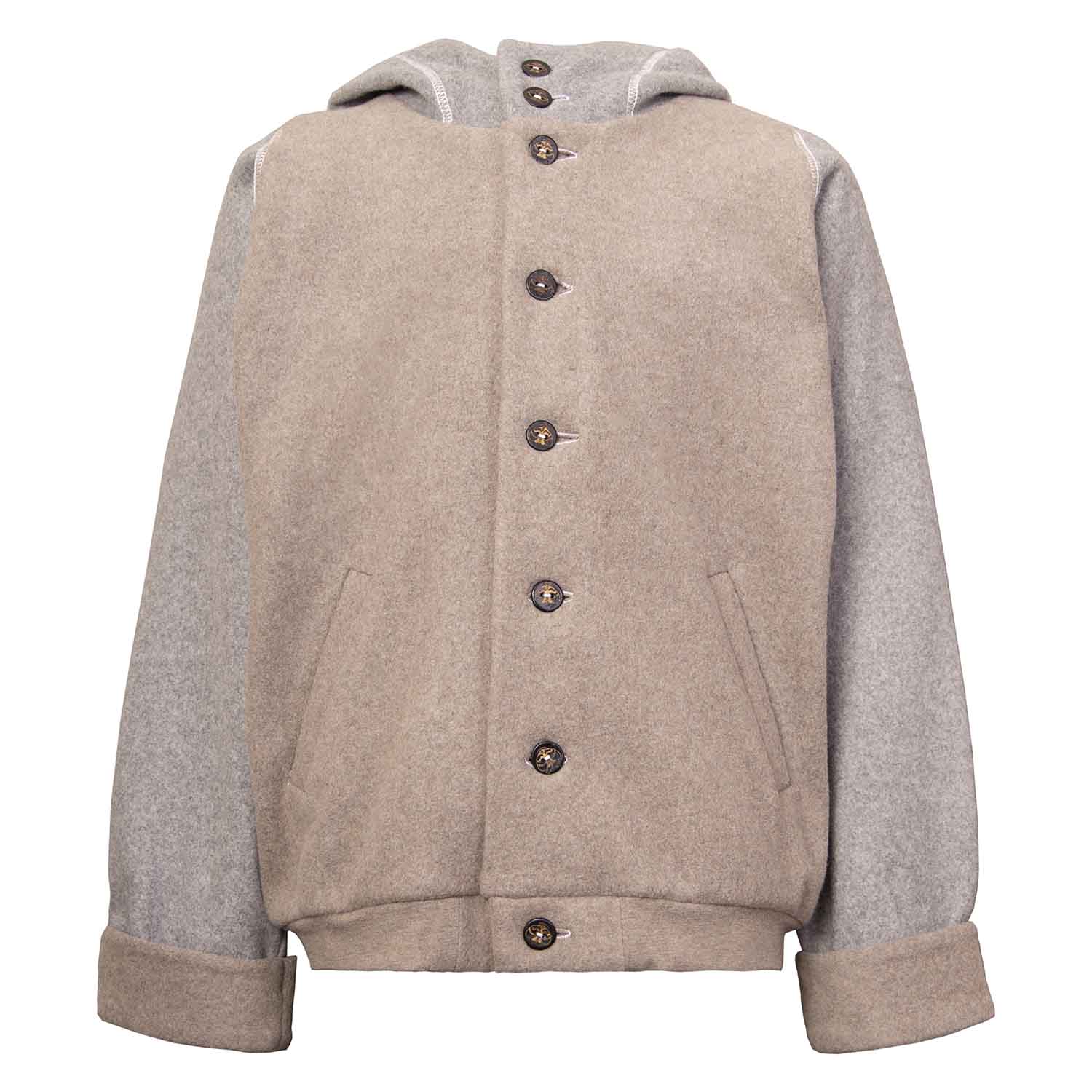 Beige Fleece Hoodie for Kids-0