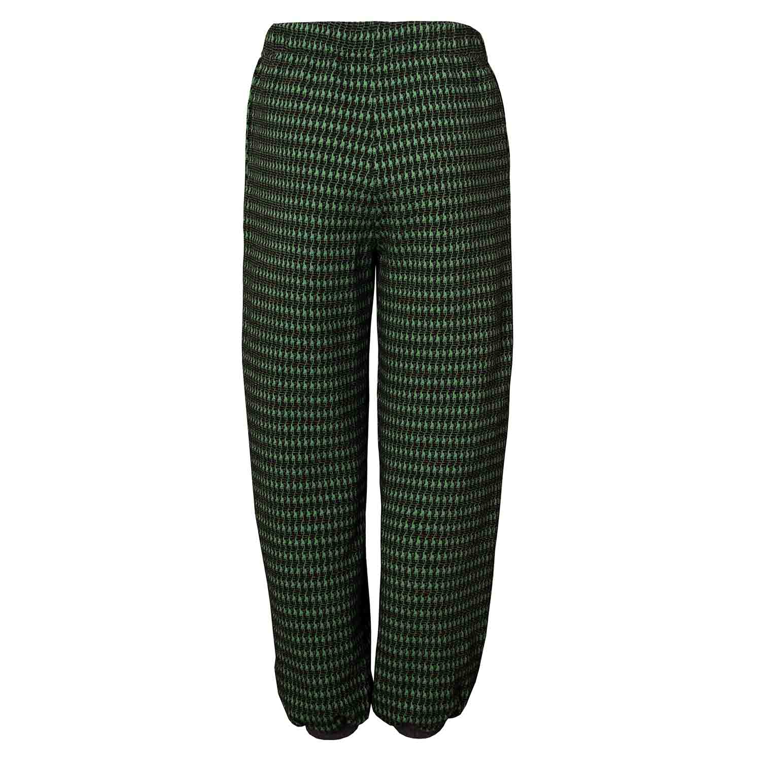 Black and Green pied de poule Kids Pants with Knee Patches-3
