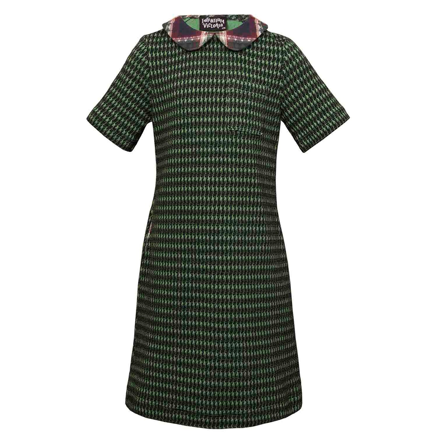 Kids Green pied de poule A-line Dress-0