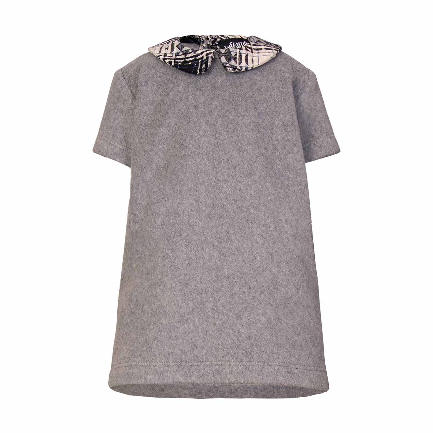 Grey Cotton Fleece Baby Dress-0