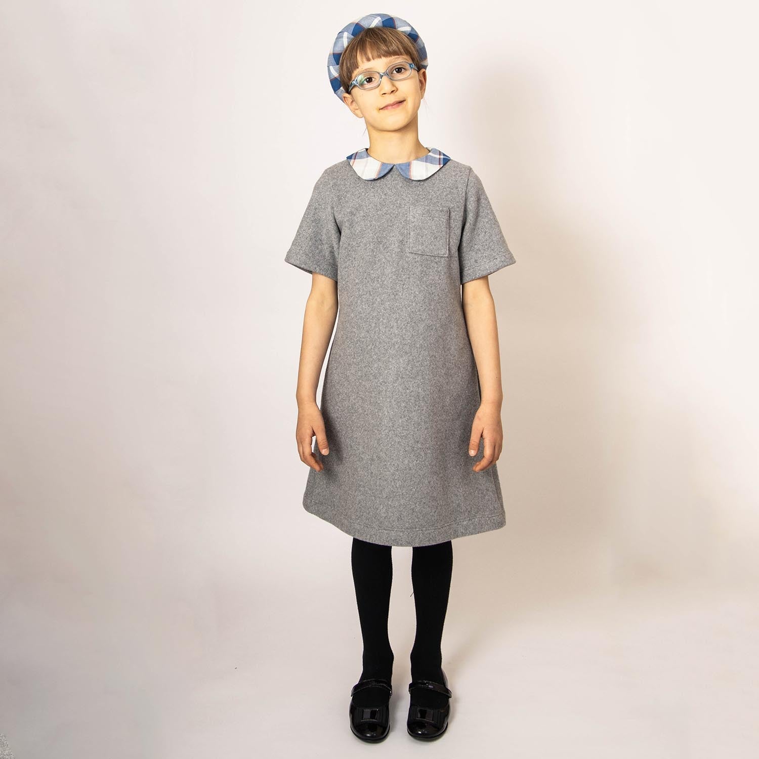 Kids Grey Fleece A-Line Dress-1