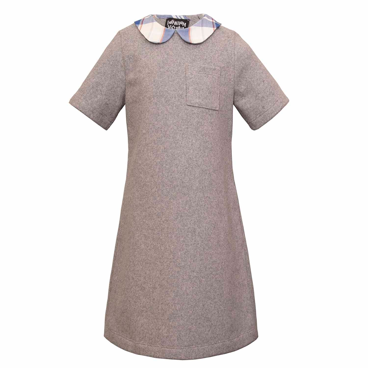 Kids Grey Fleece A-Line Dress-0