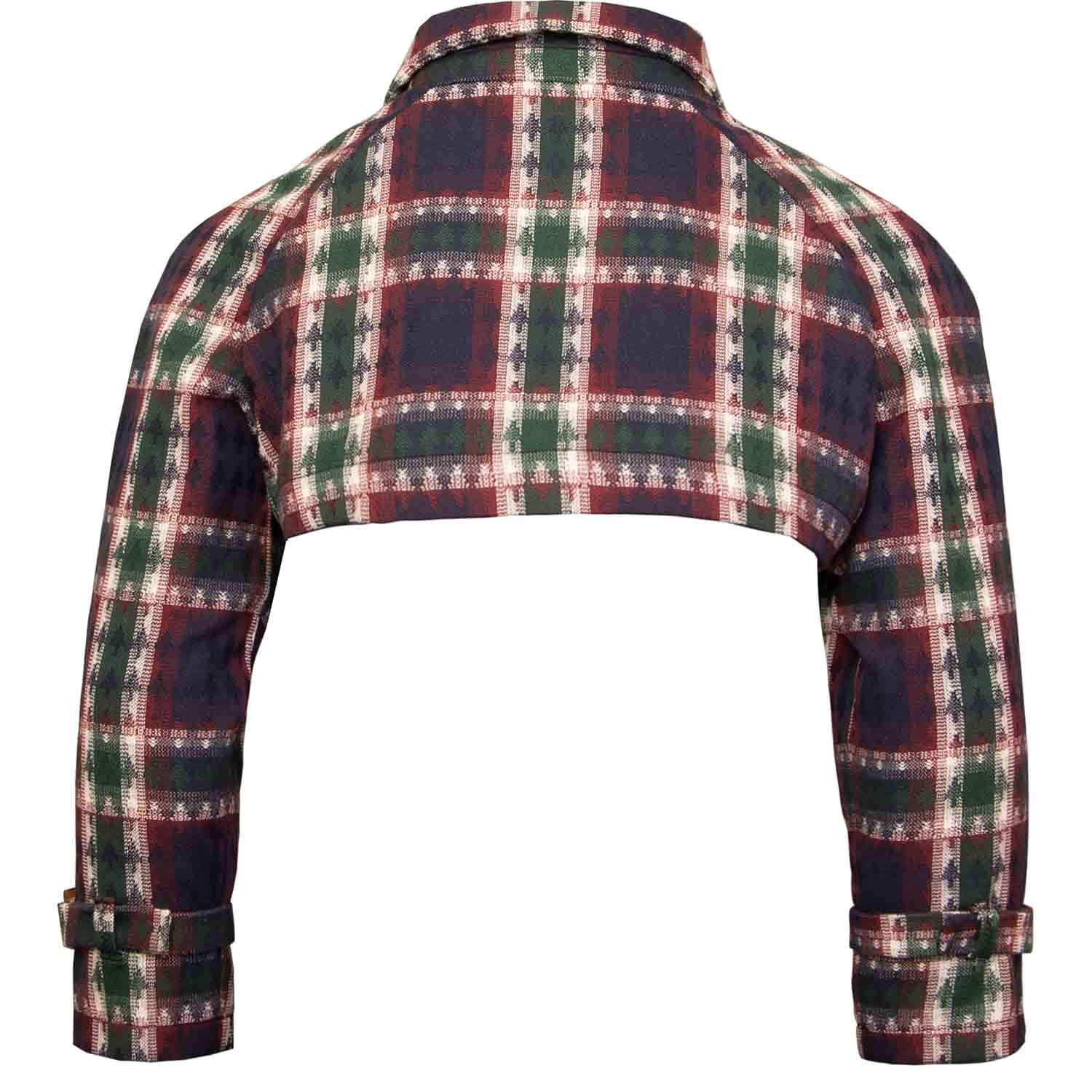 Kids Bolero Jacket in Red & Green Tartan-2