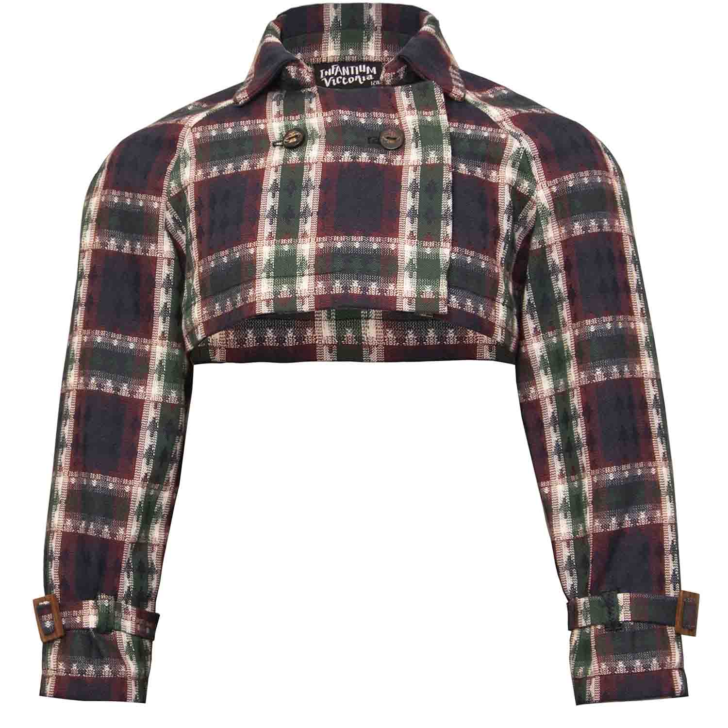 Kids Bolero Jacket in Red & Green Tartan-0