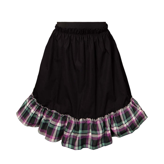 Black Skirt with Tartan Detail in Red & Green-0