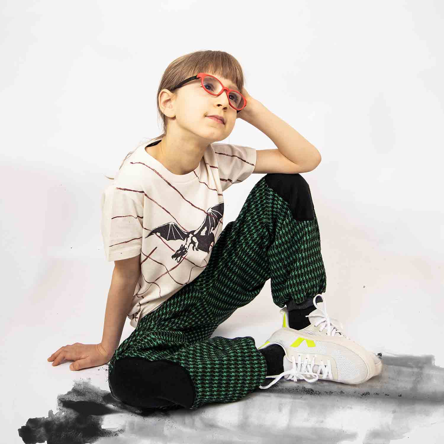 Hand-Painted Off-White T-Shirt with Dragon Limited Edition-1