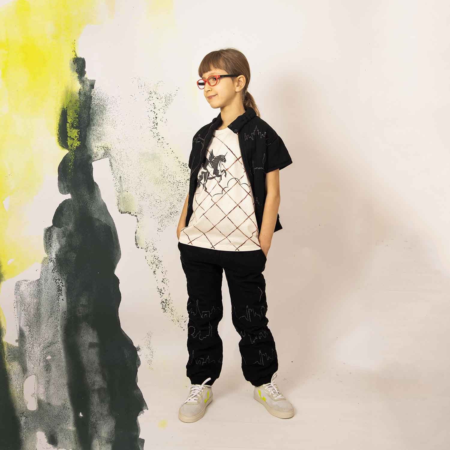 Hand-Painted Off-White T-Shirt with Unicorn-1