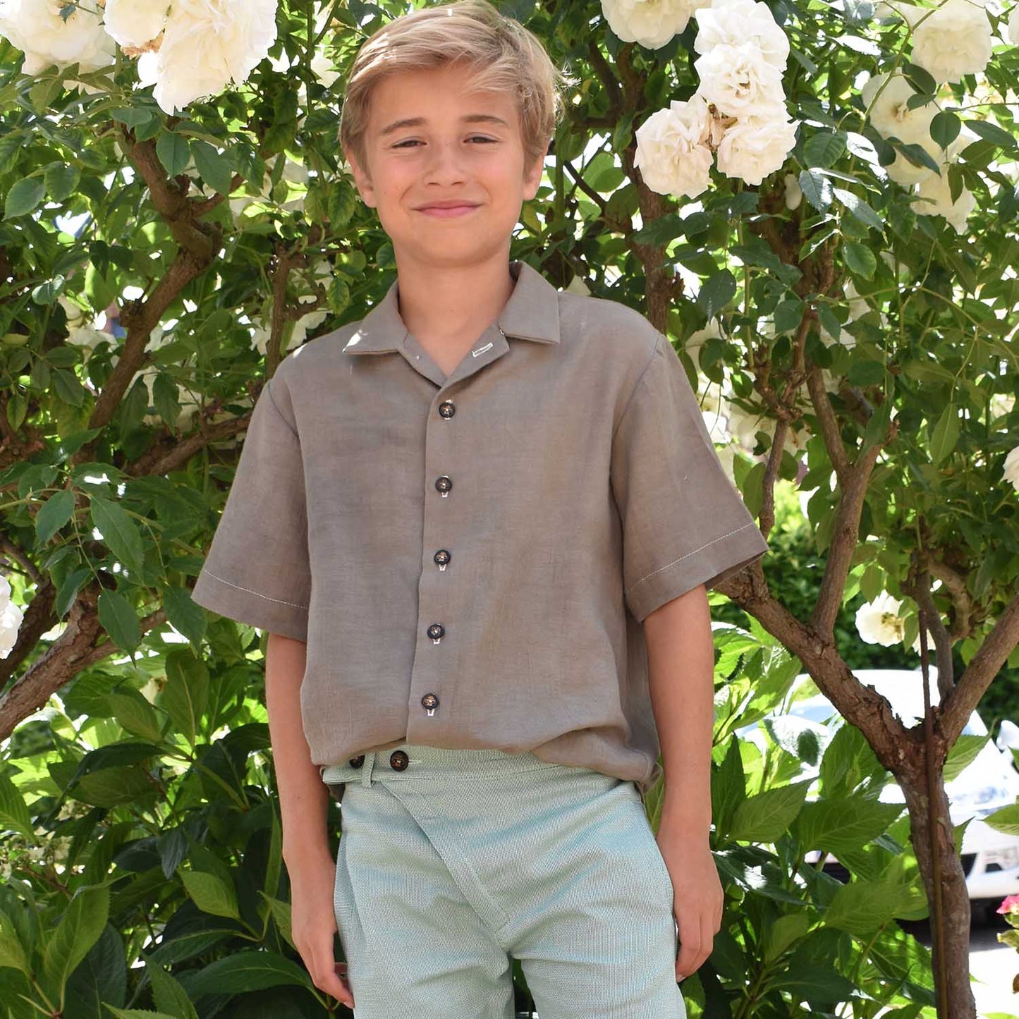 Kids Shirt in Khaki Weganool Vegan Cashmere-1