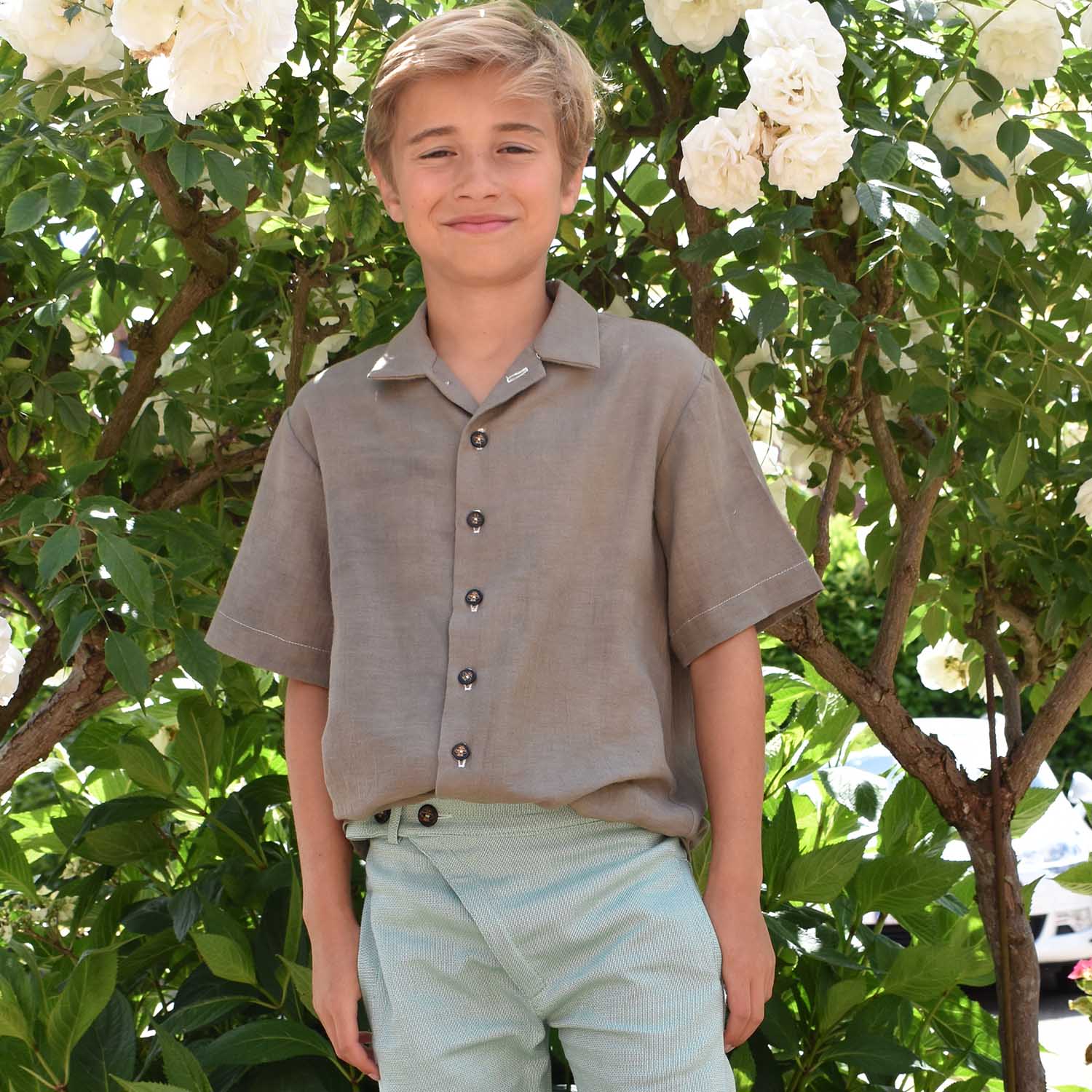 Kids Shirt in Khaki Weganool Vegan Cashmere-1
