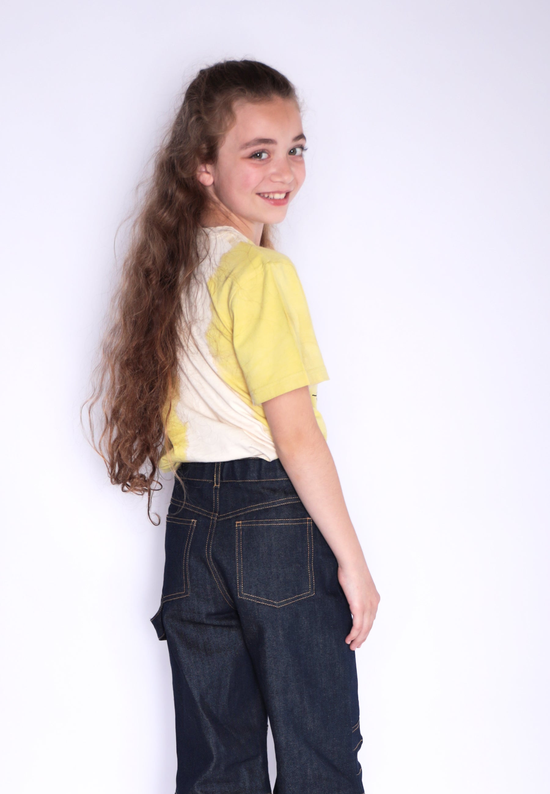 Artisanal Girls and Boys T-Shirt naturally dyed Turmeric with Hand Print-2