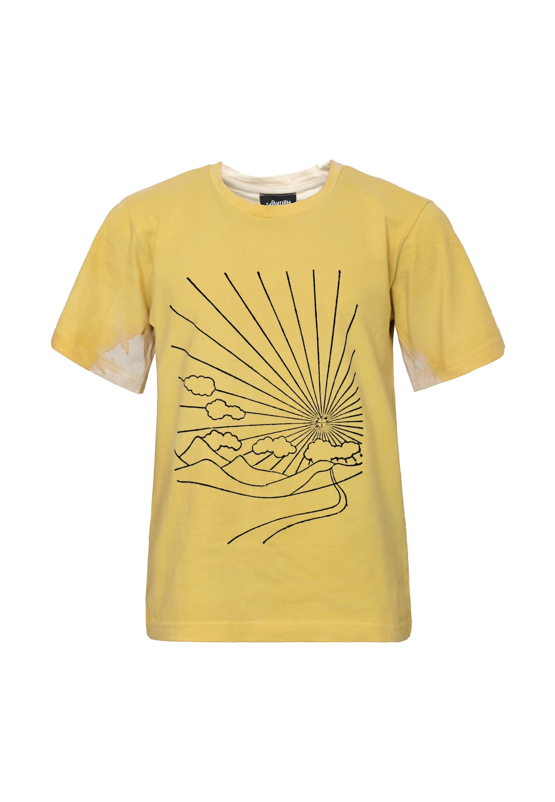 Artisanal Girls and Boys T-Shirt naturally dyed Turmeric with Hand Print-0