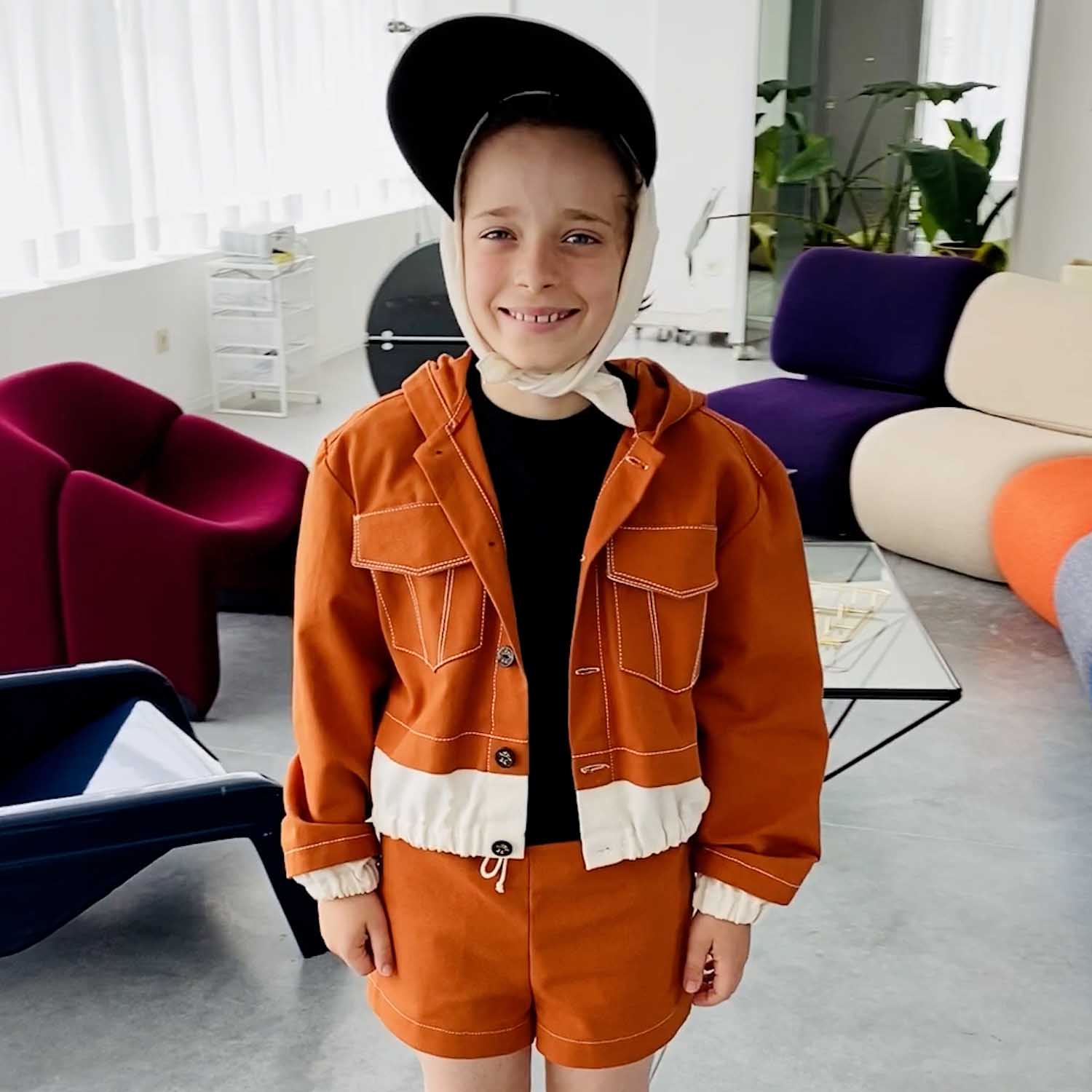 Orange Bomber Jacket for Kids-1