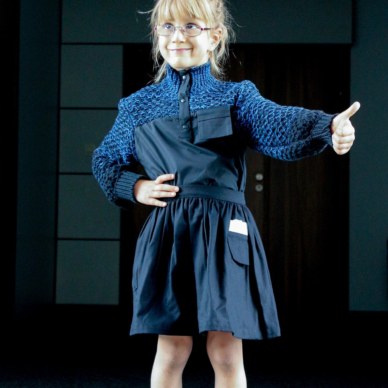 Black Cotton Canvas Skirt-1