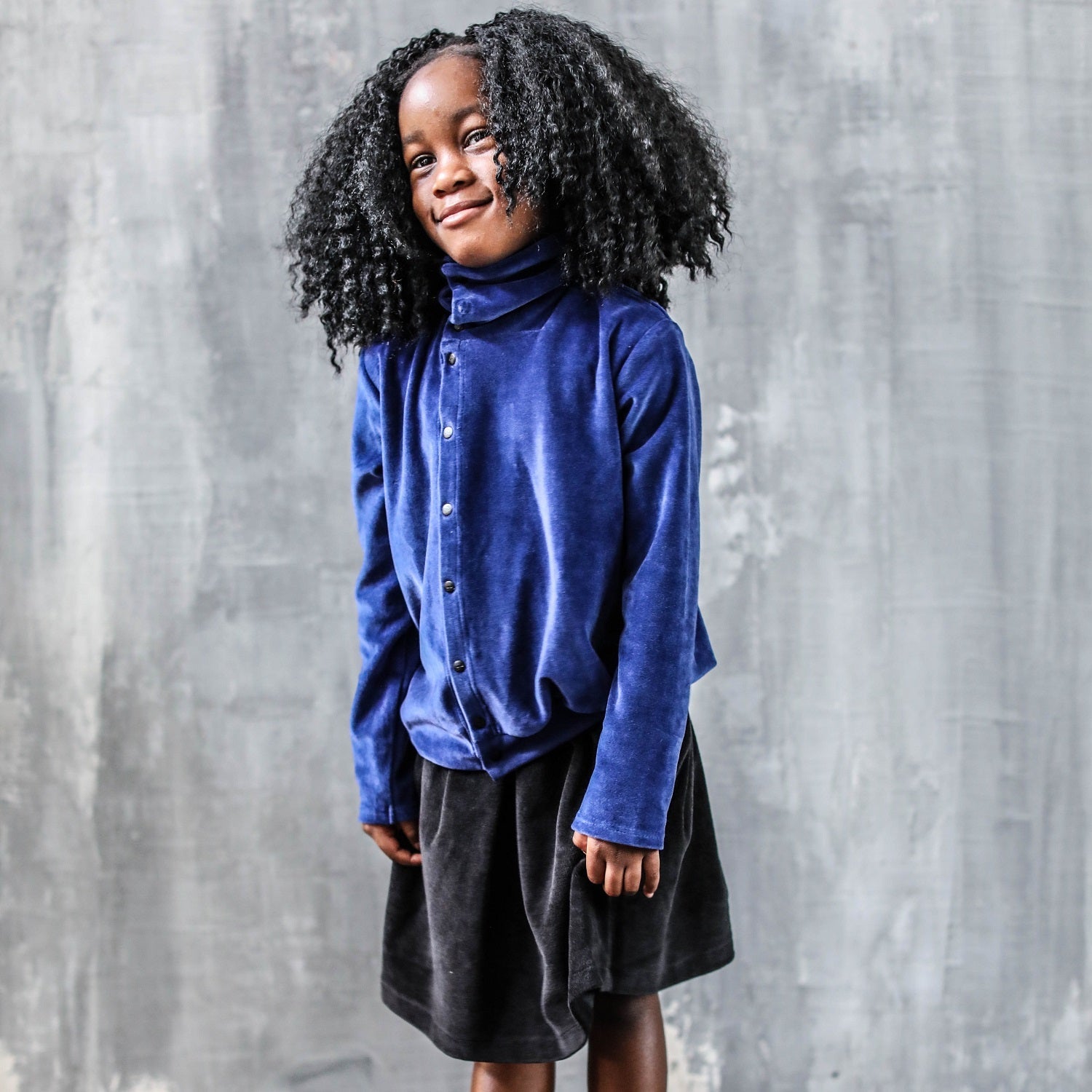 Black Velvet Skirt for Girls-1