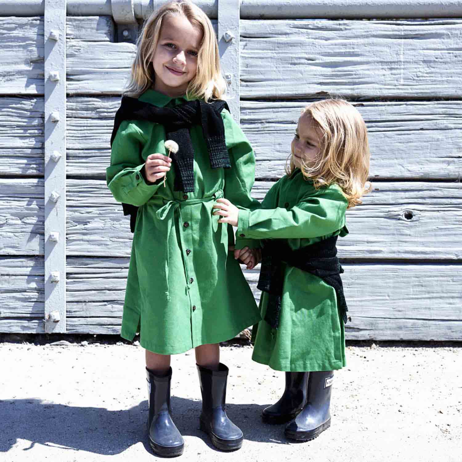 Kids Green Shirt Dress-1