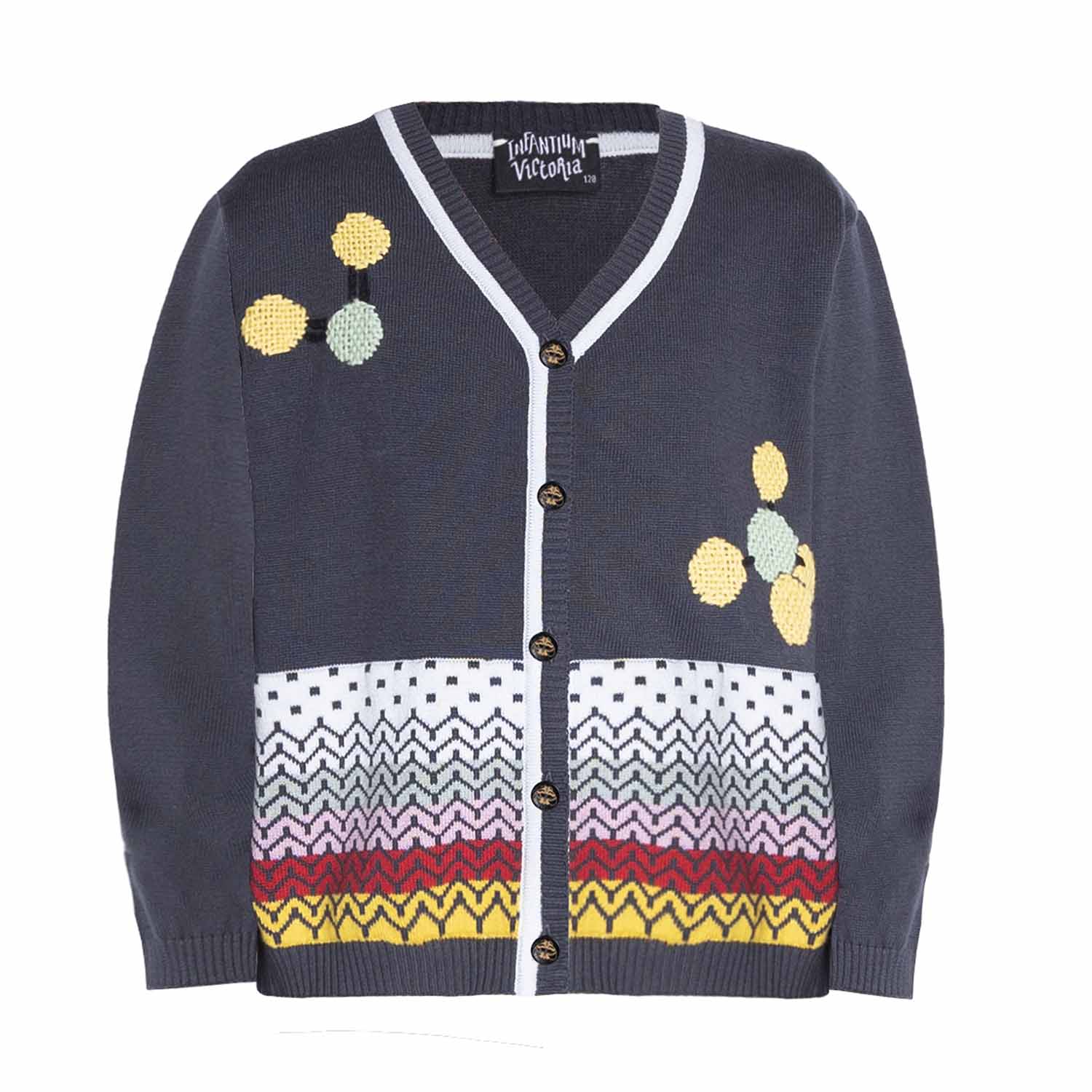 Grey Boys and Girls Cardigan with Hand Embroidery-0