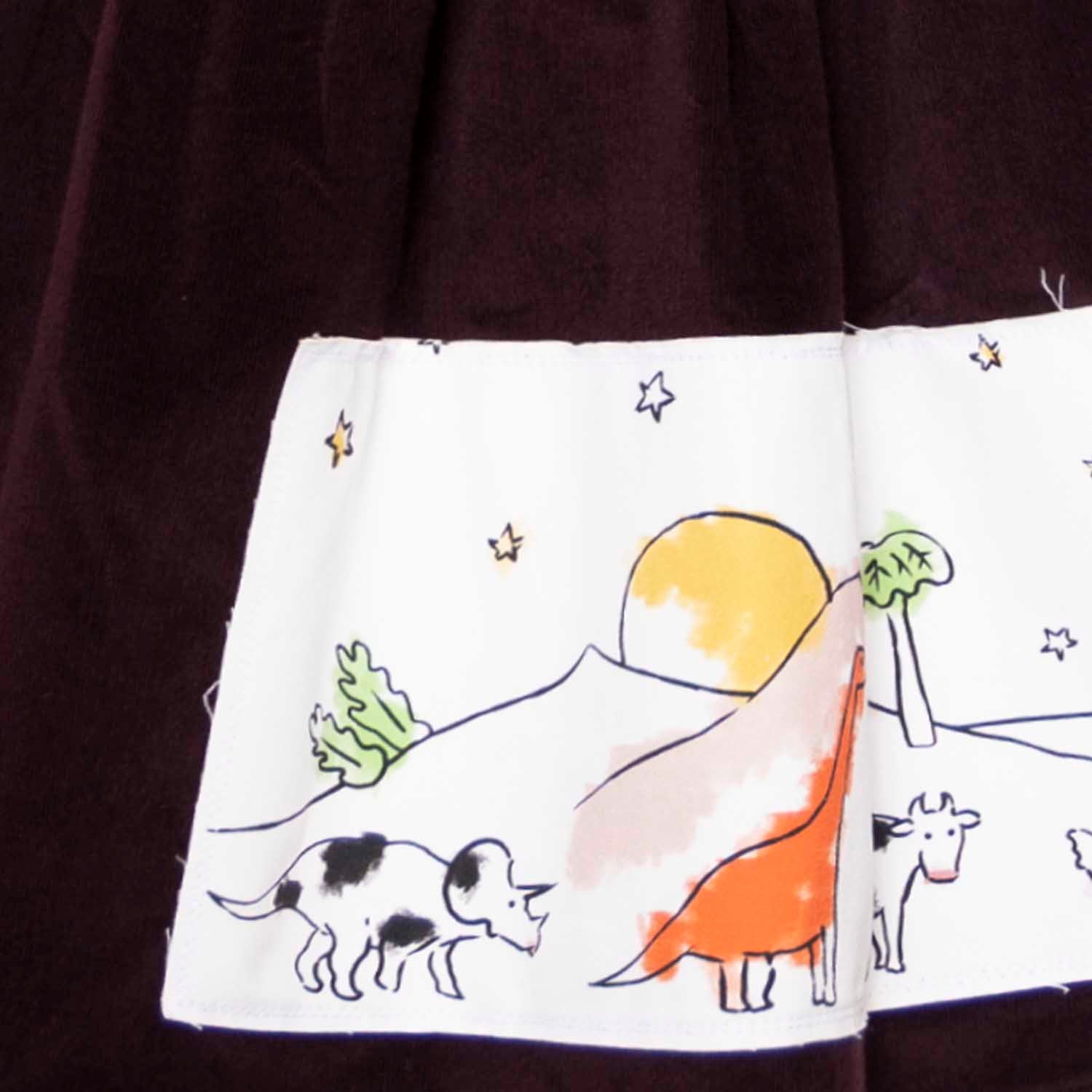 Velvet Skirt in Aubergine with Appliqué-2