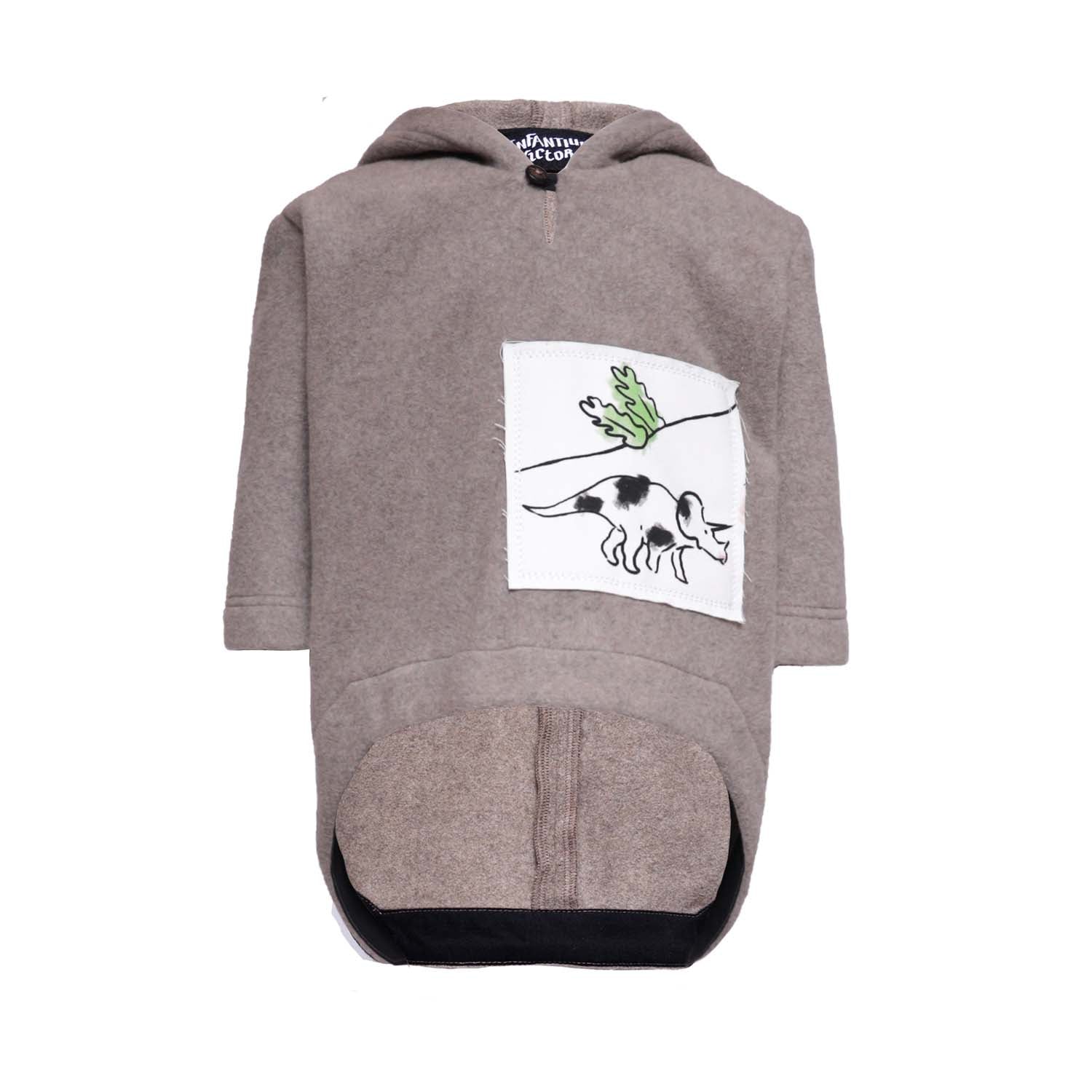 Beige Cotton Fleece Hoodie for Baby-0
