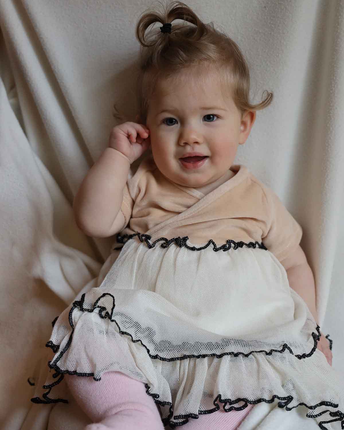 Baby Girl Tulle Dress in Beige-1