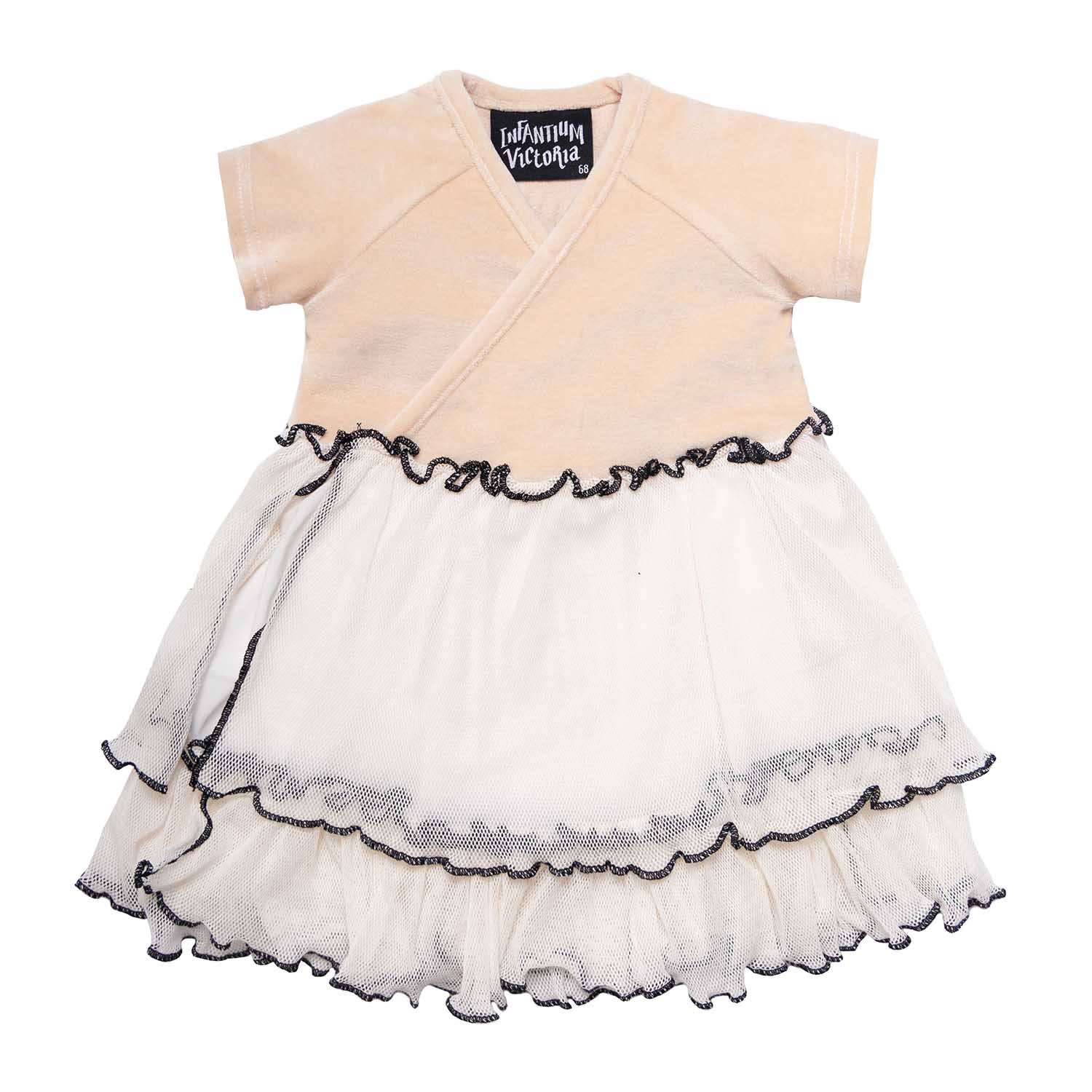 Baby Girl Tulle Dress in Beige-0