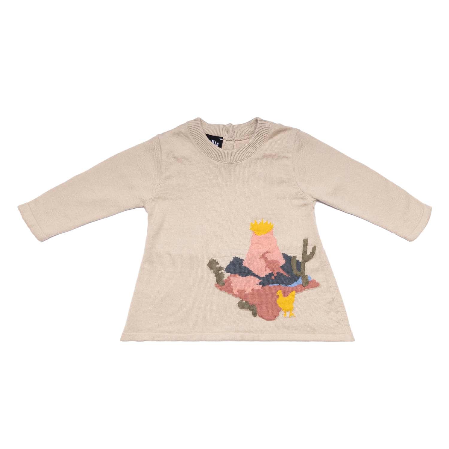 Beige Knitted Dress for Baby-0