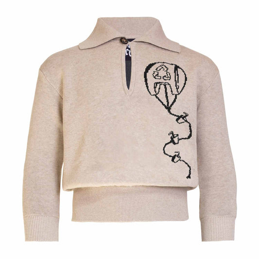 Beige Sweater with Kite for Kids-0