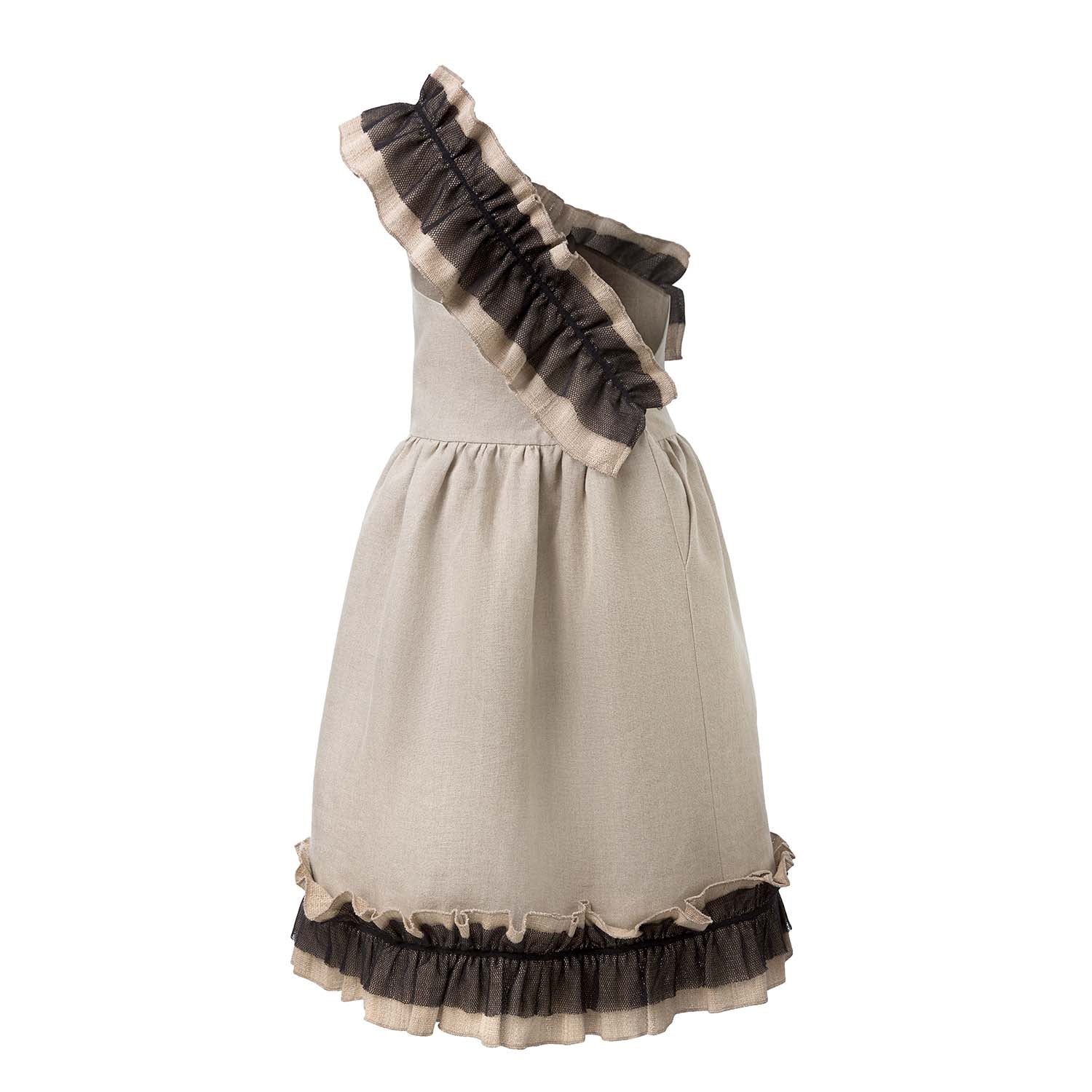 World Exclusive Limited Edition Linen Dress with Lotus Silk Details-2