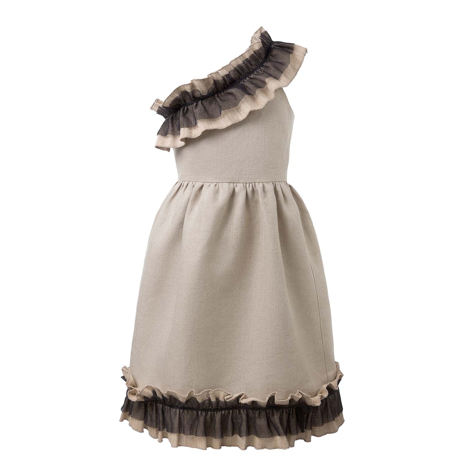 World Exclusive Limited Edition Linen Dress with Lotus Silk Details-0