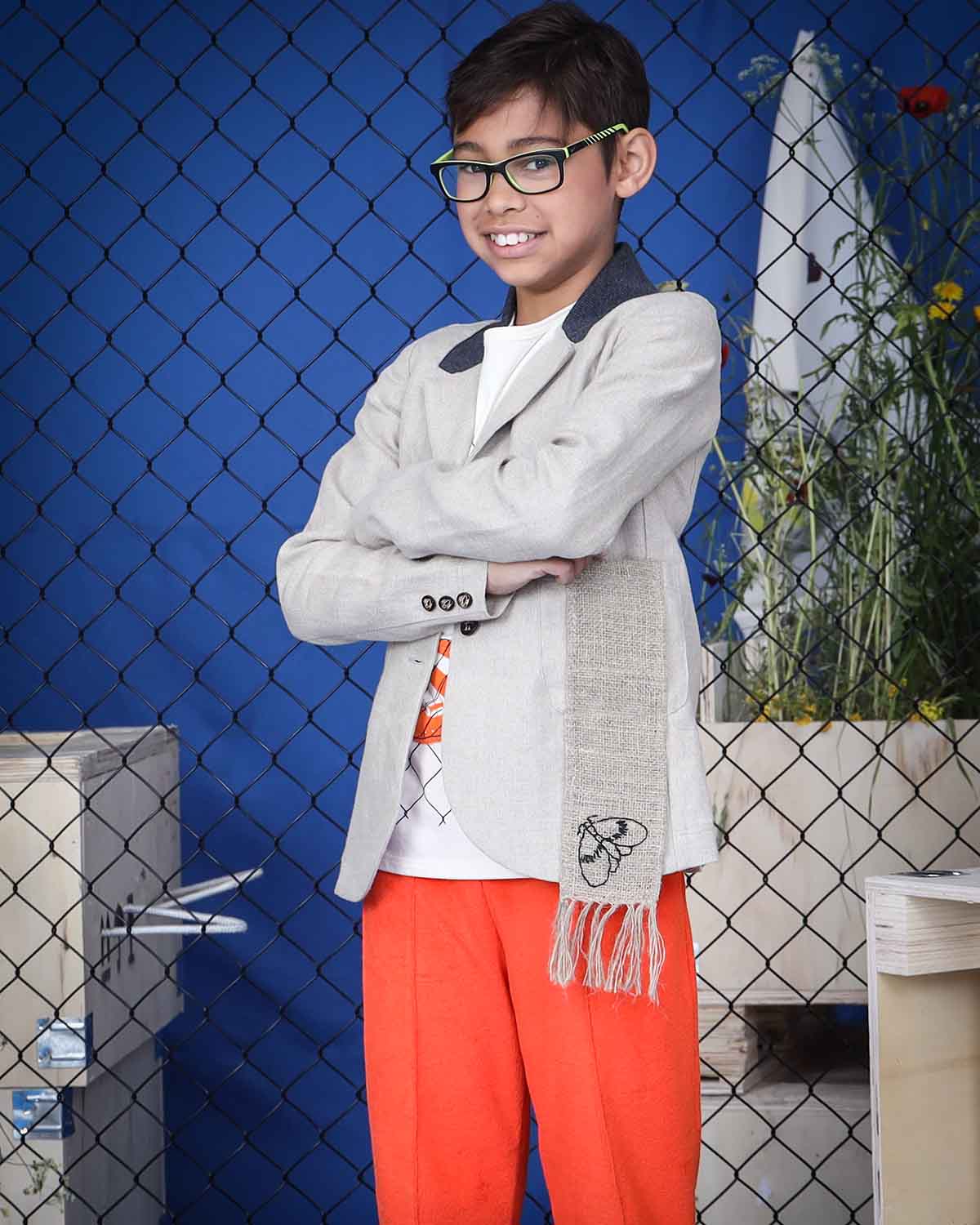 Kids' Linen Jacket with Hemp Sash-2