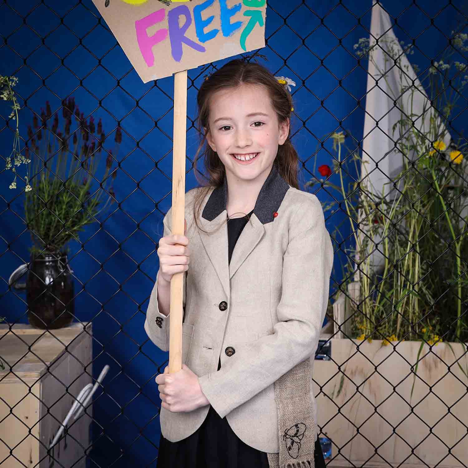 Kids' Linen Jacket with Hemp Sash-3