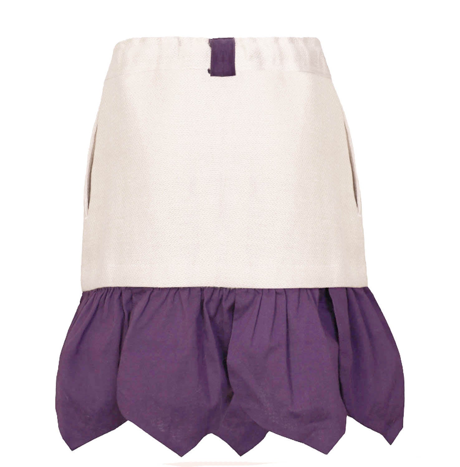 Girls Beige Mini Skirt with Purple Flower Petals-2