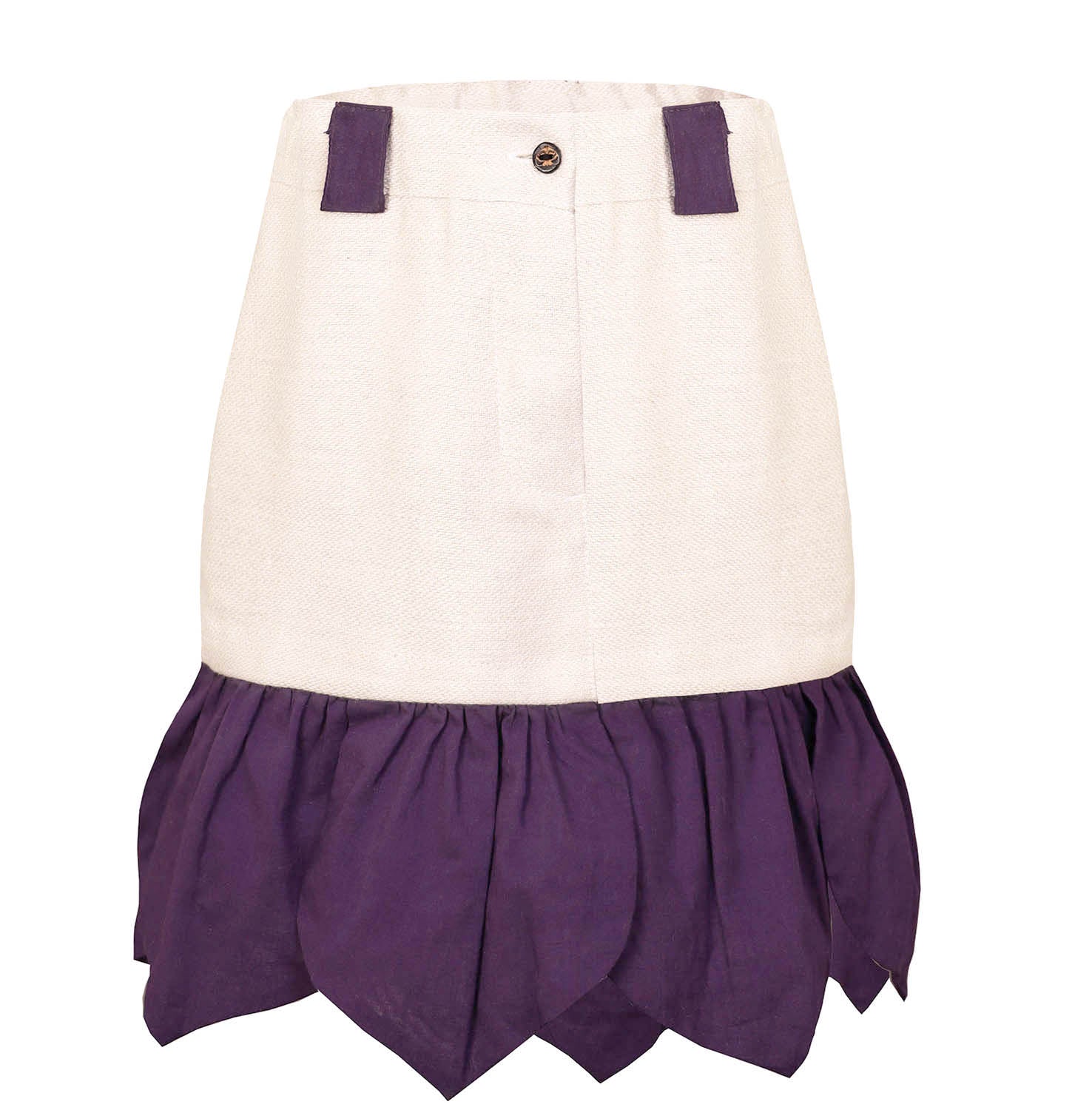 Girls Beige Mini Skirt with Purple Flower Petals-0