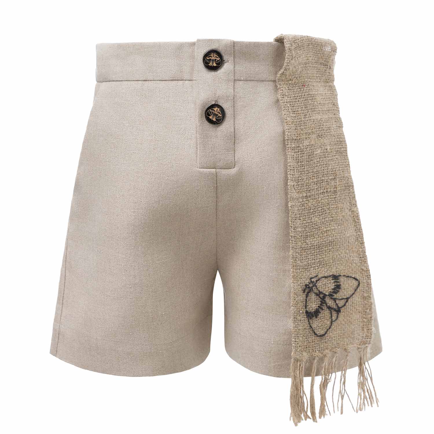 Kids' Linen Shorts with Hemp Sash-0
