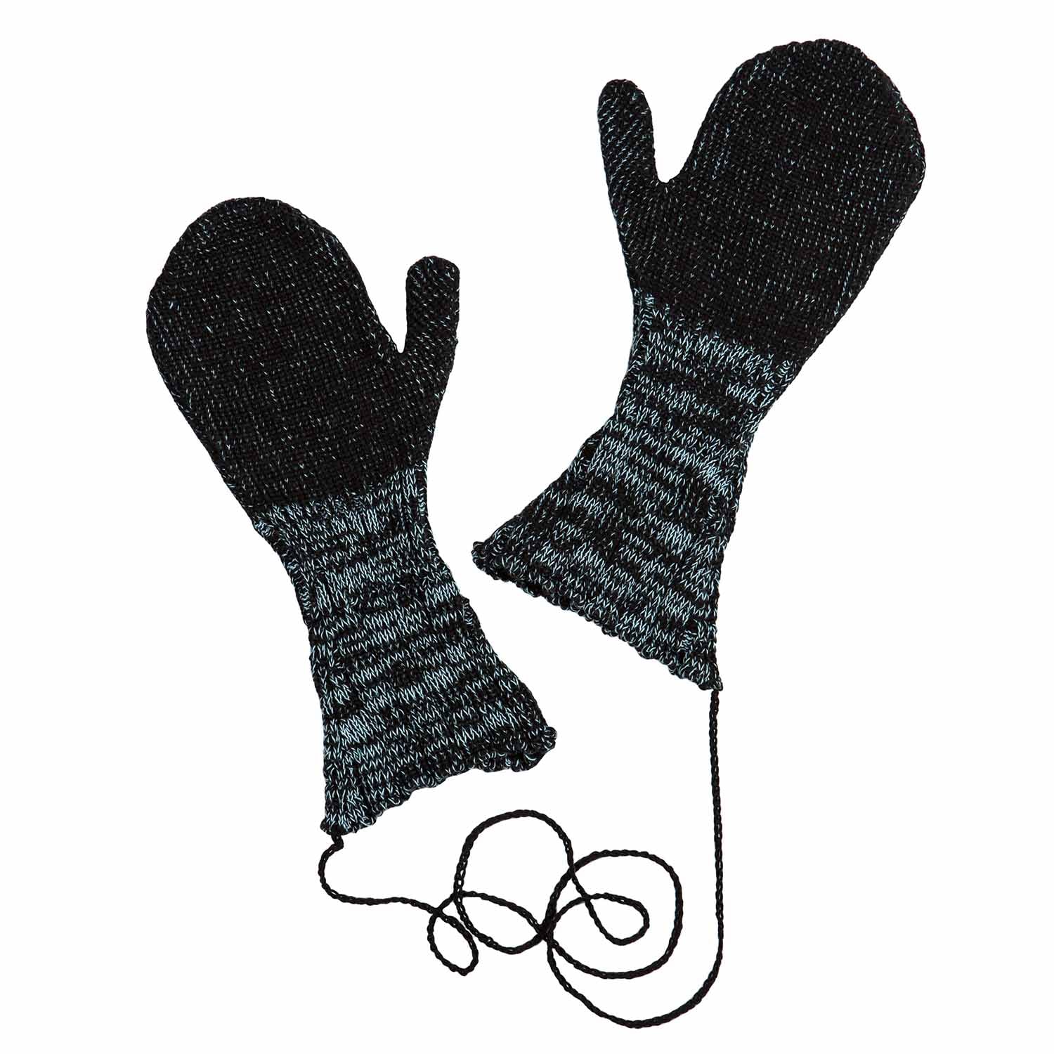 Knitted Black and Blue Gloves-0