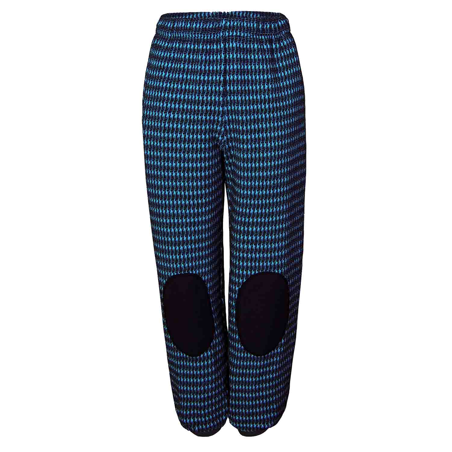 Black and Blue pied de poule Kids Pants with Knee Patches-0