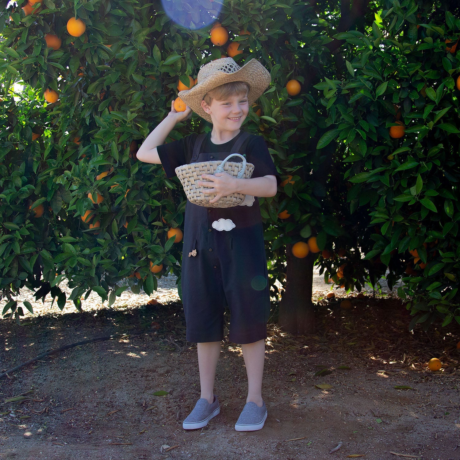 Kids' Cotton Farmer Dungaree in Black-2