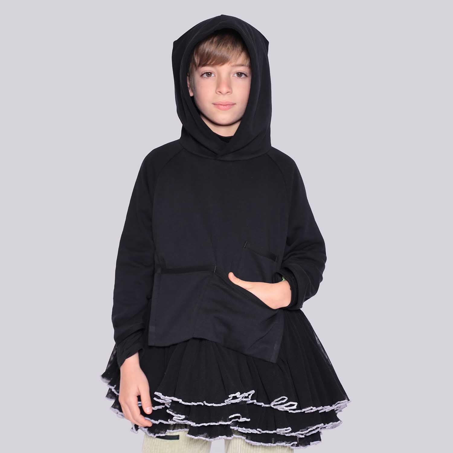 Black Designer Hoodie for Kids-2