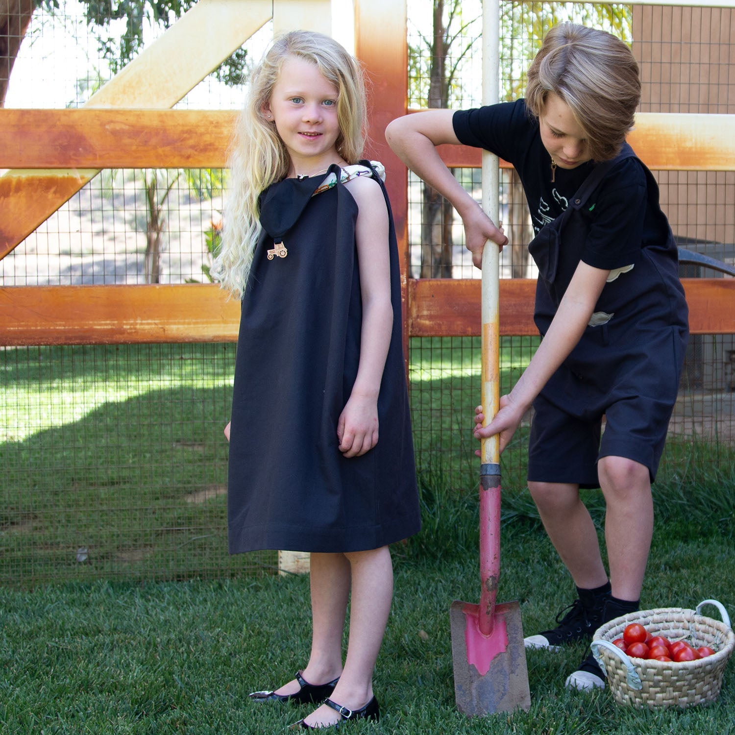 Girls' Handkerchief Dress in Black-2