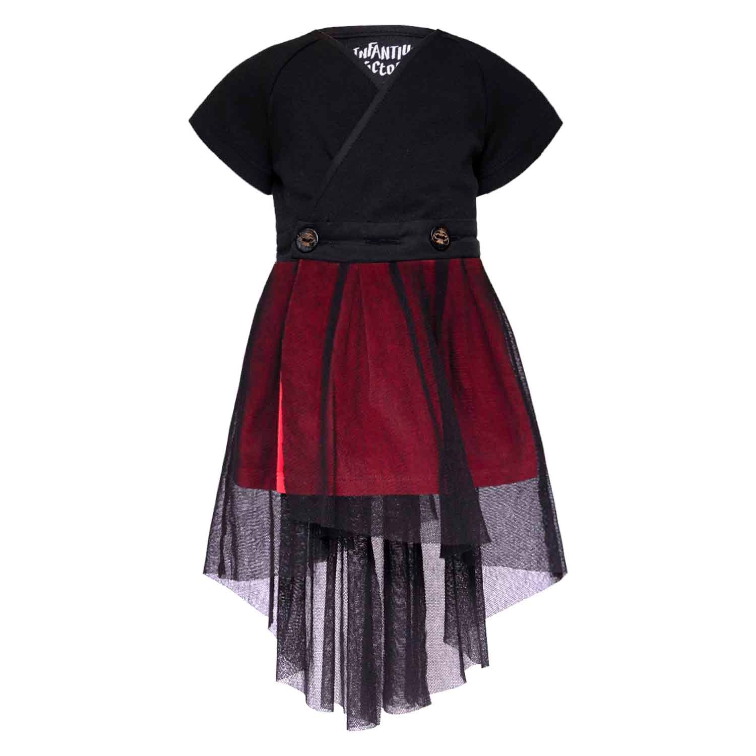 Baby Black Dress with Red Underskirt and Tulle-0