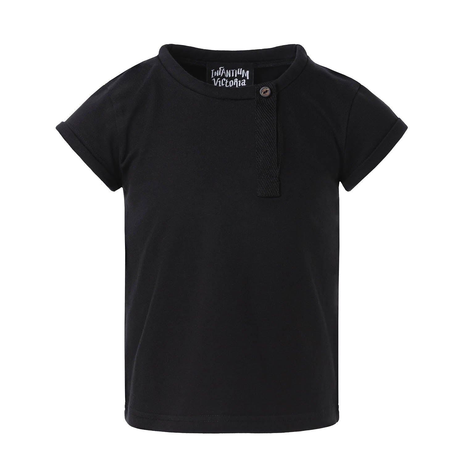 Black T-Shirt with Roll Collar-0