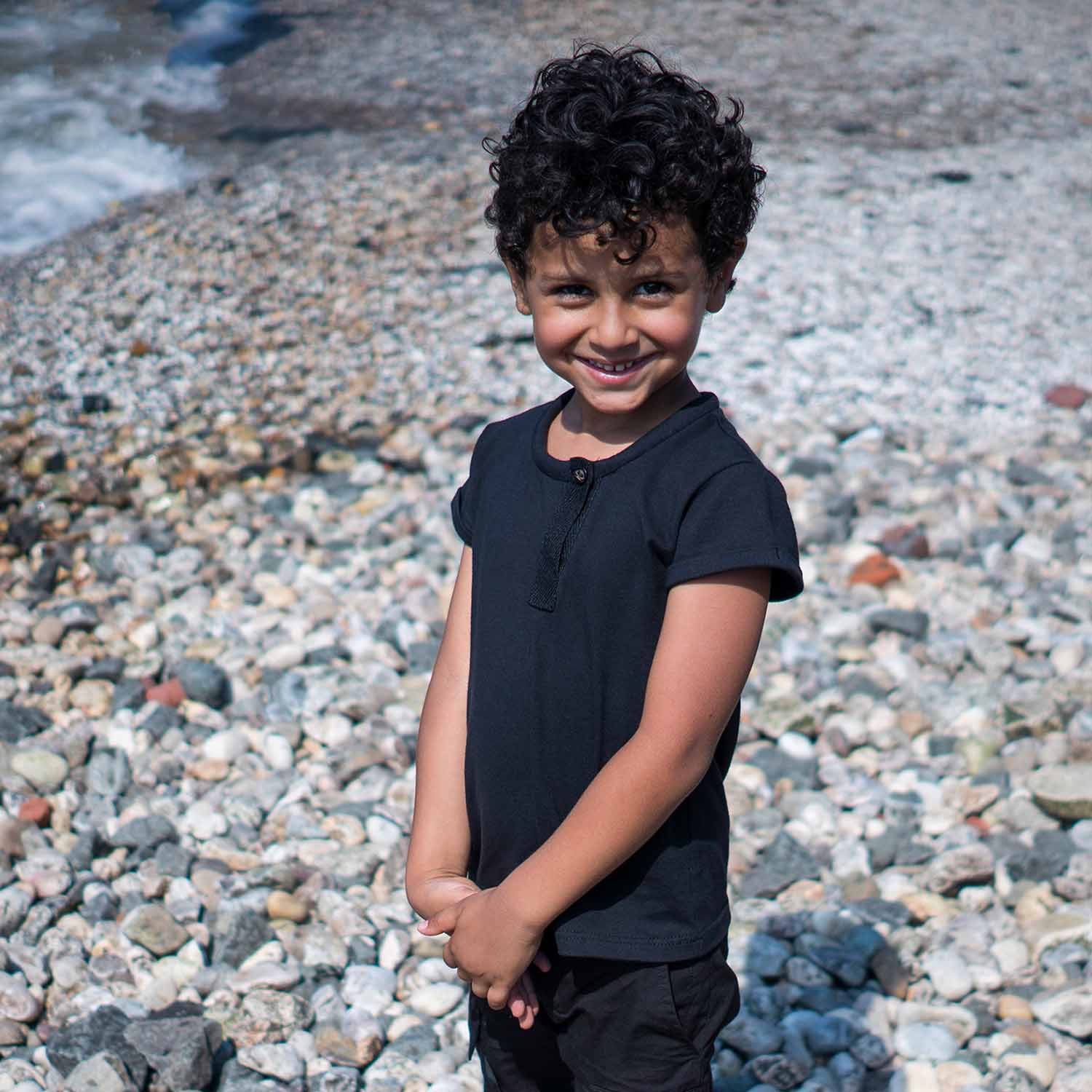 Black T-Shirt with Roll Collar-2