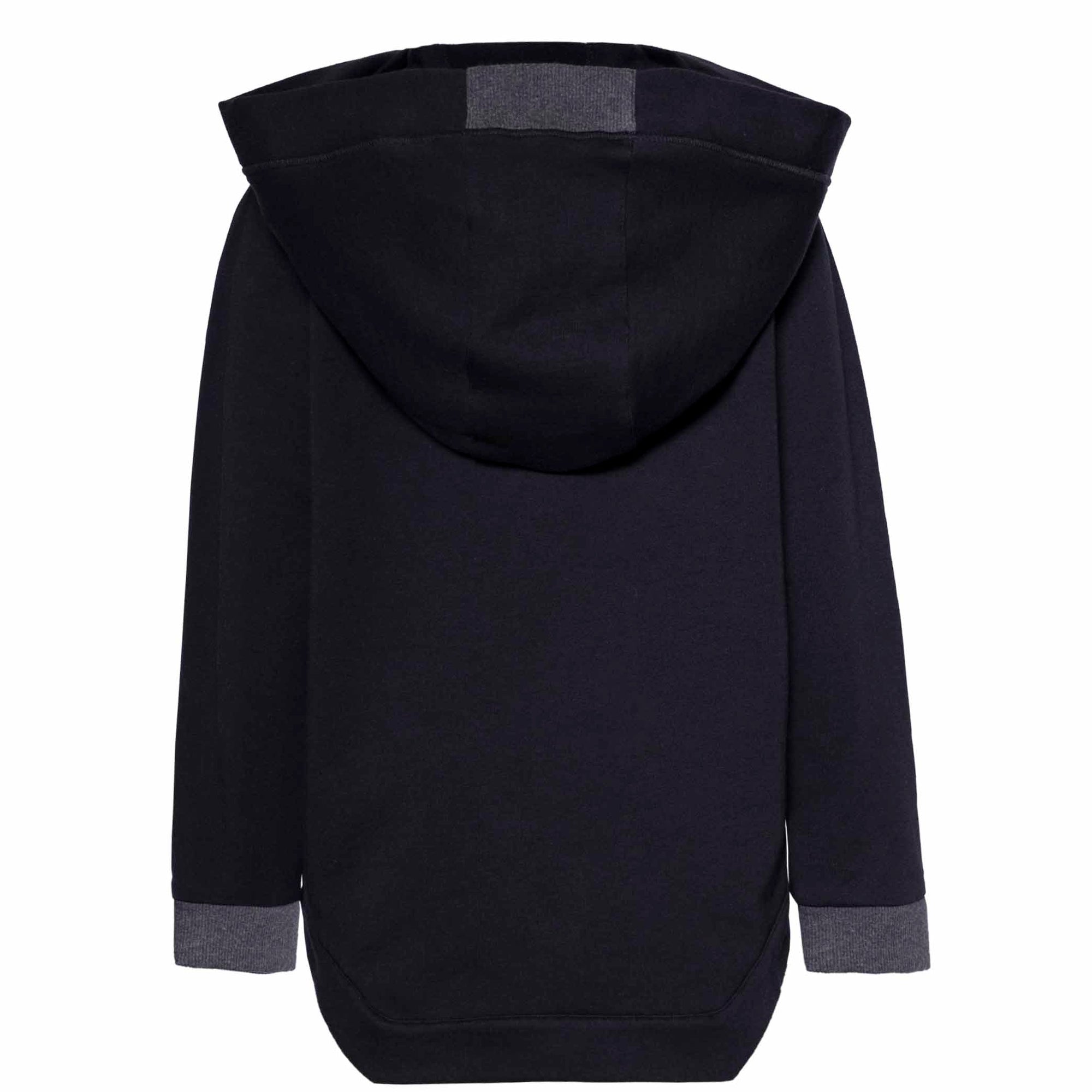 Black Cotton Hoodie with Appliqué-3