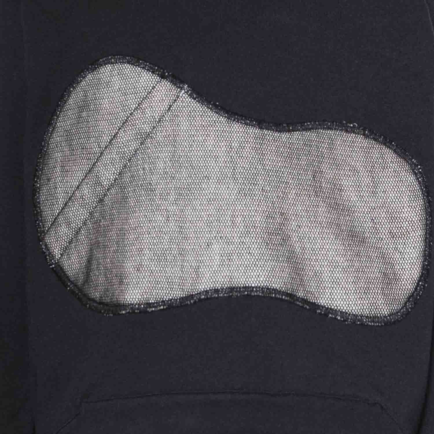 Black Cotton Hoodie with Appliqué-2