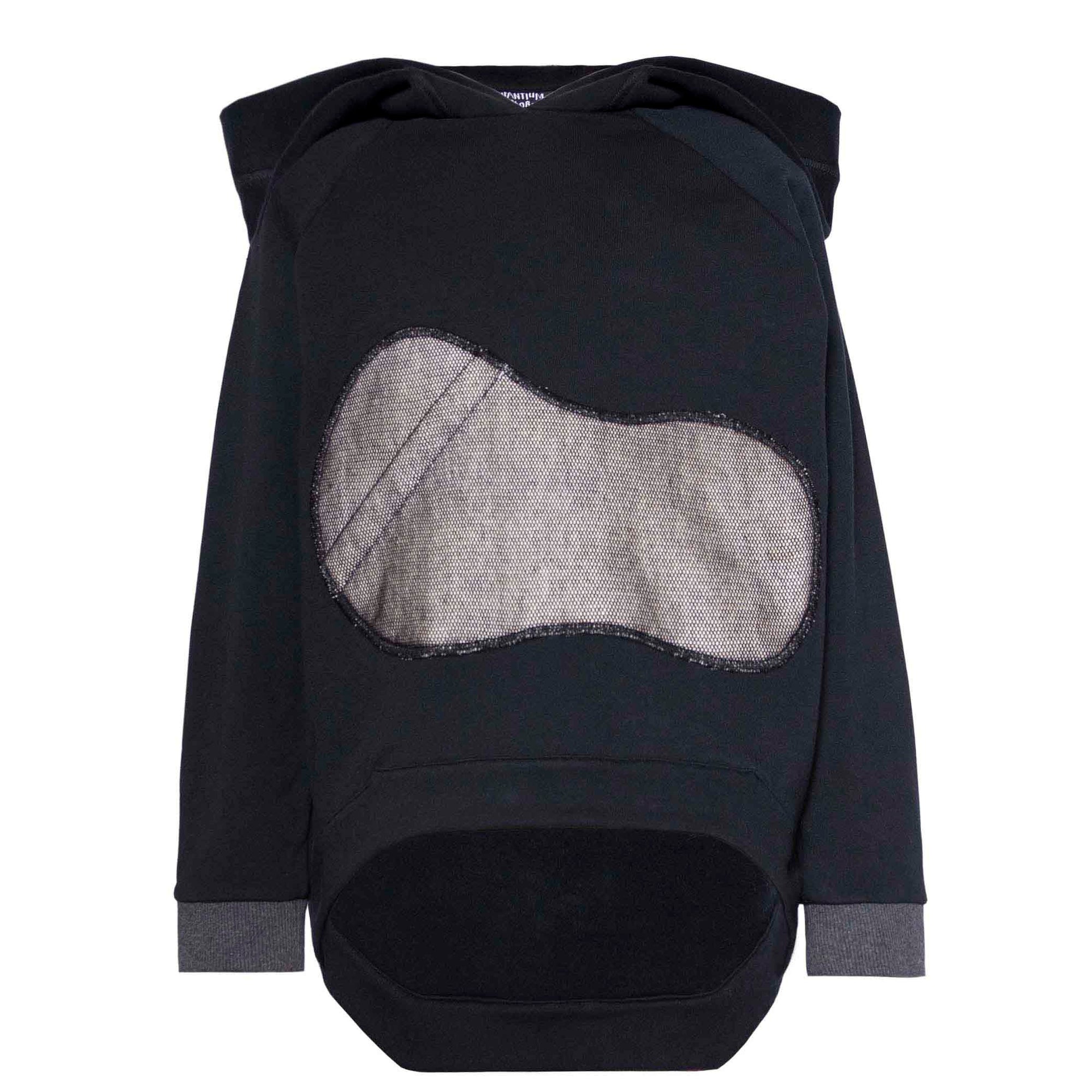 Black Cotton Hoodie with Appliqué-0