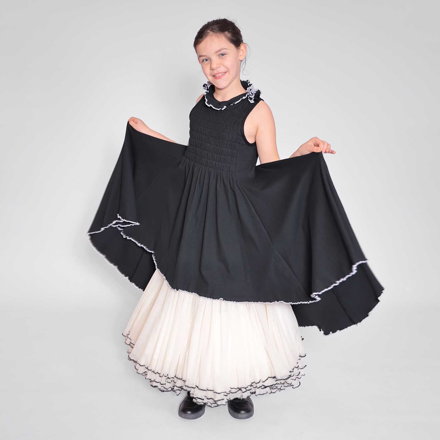 Wednesday Black Dress for Girls-1