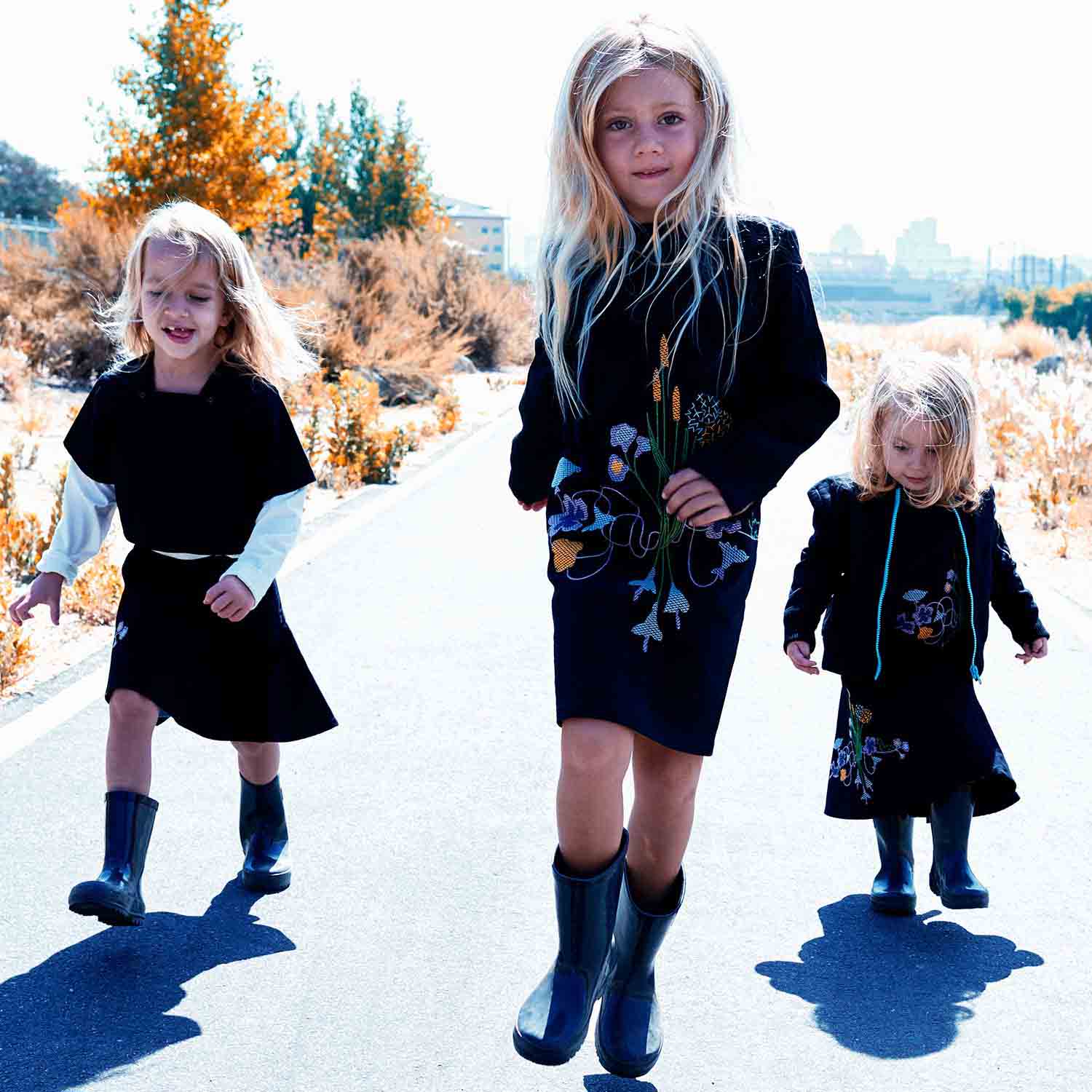 Little Black Dress with Floral Embroidery-1