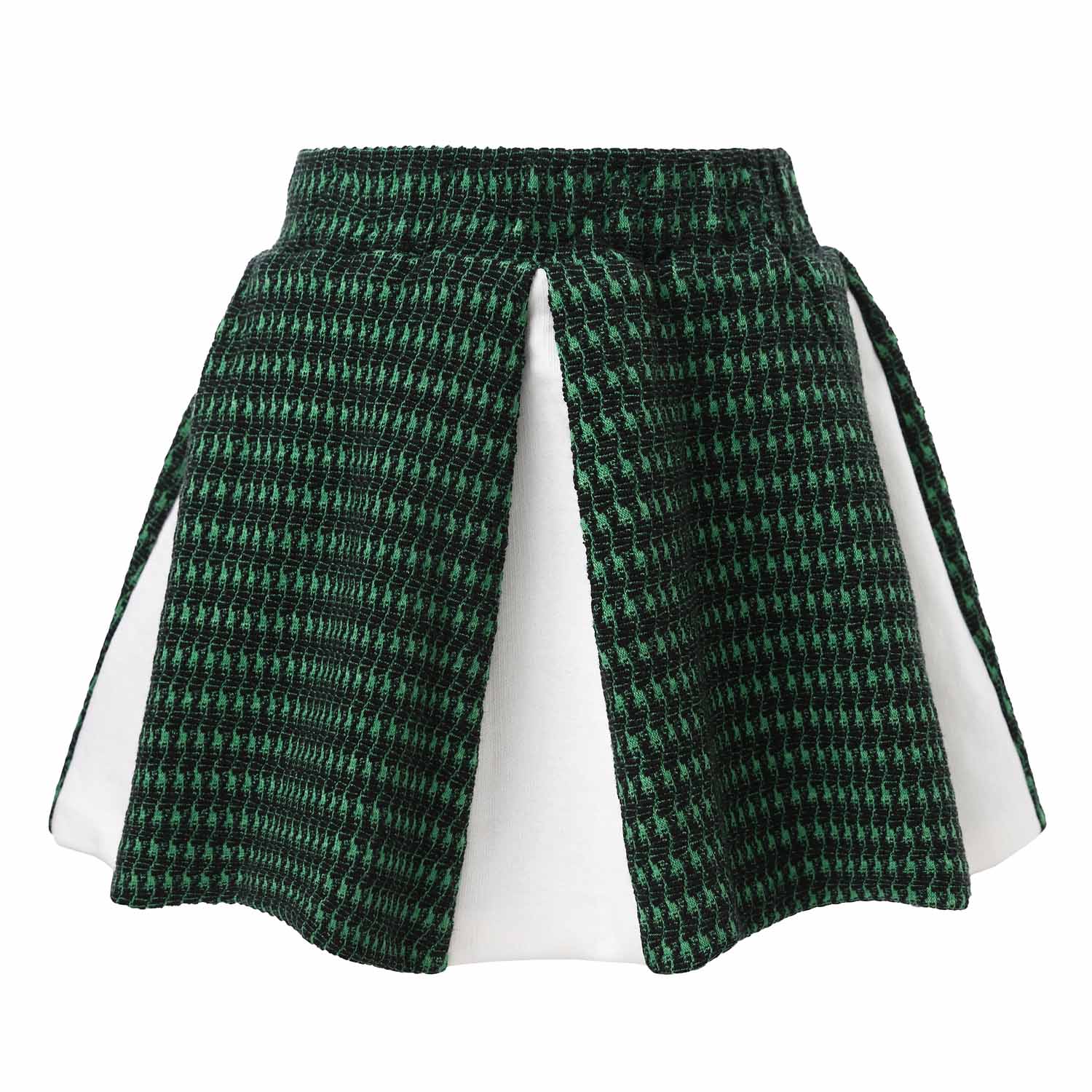Mini Circle Skirt In Green and White-0
