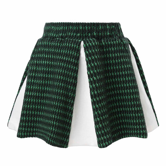 Mini Circle Skirt In Green and White-0