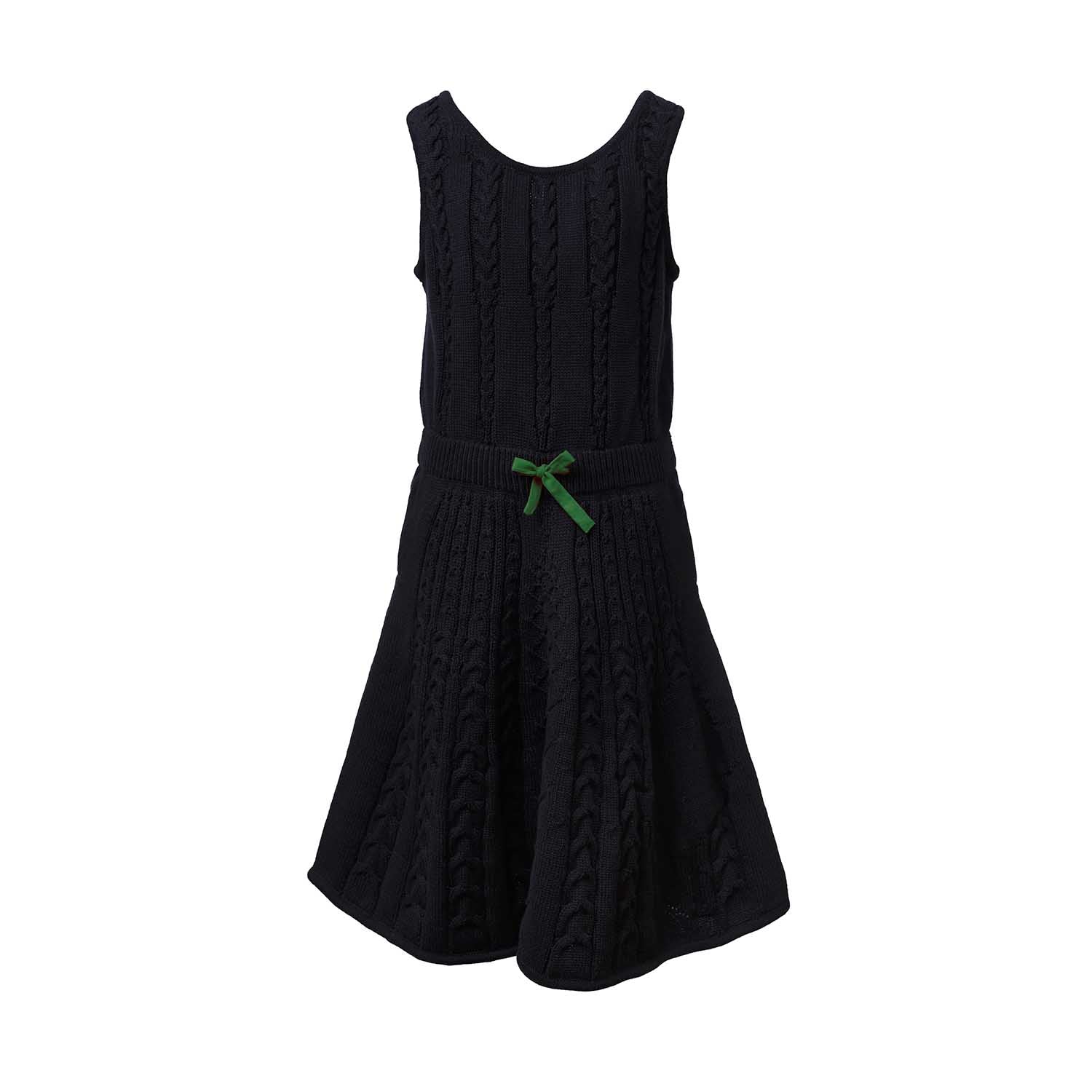 Black Cable Knit Dress for Girls-0