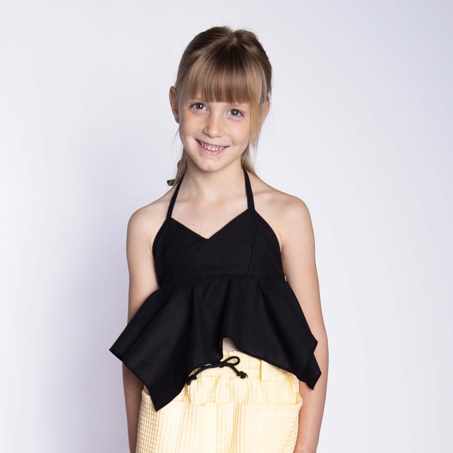 Kids Black Asymmetrical Top-1